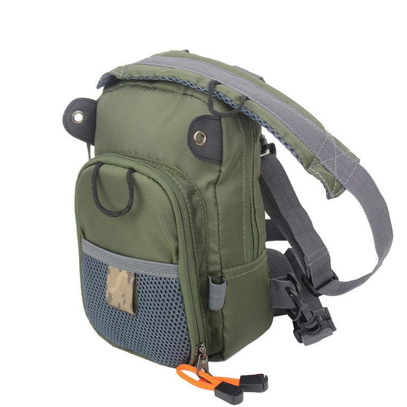 Kylebooker Small Fly Fishing Chest Pack Lightweight Tackle Storage Pouch Waist Bag (Army Green) - Image 1